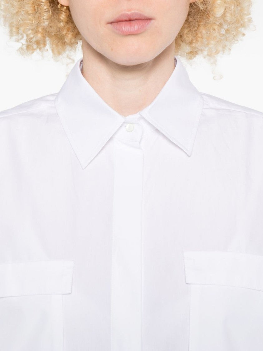 Max Mara White Boxy French Collar Cotton Shirt