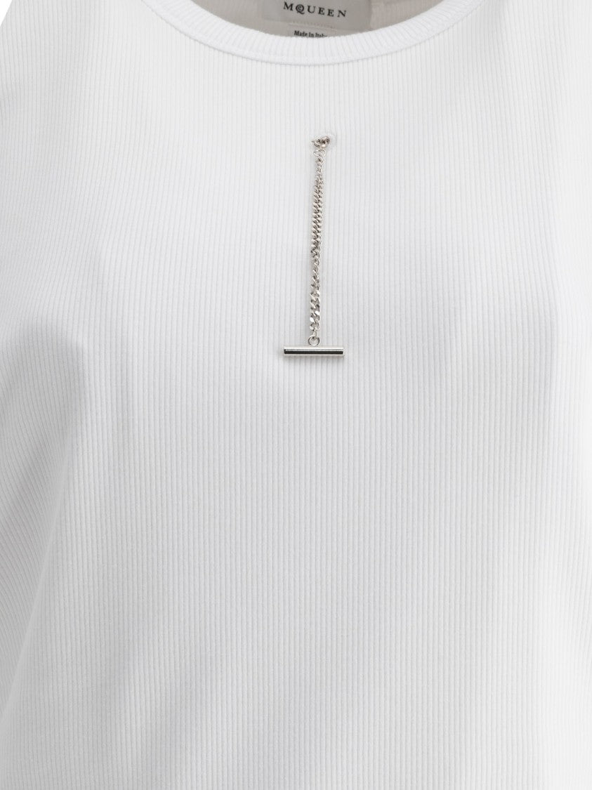 Alexander Mcqueen Ribbed Tank Top With Chain Closure