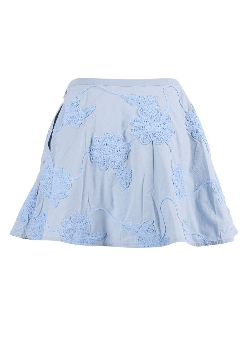 Rotate Blue Plein Air Flower Mini Skirt
