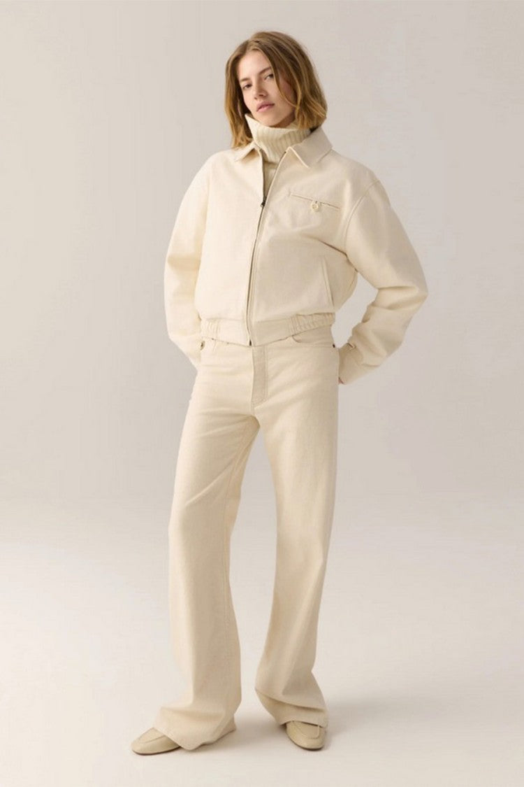 Lois Cream High-Rise Wide-Leg Cotton Jeans
