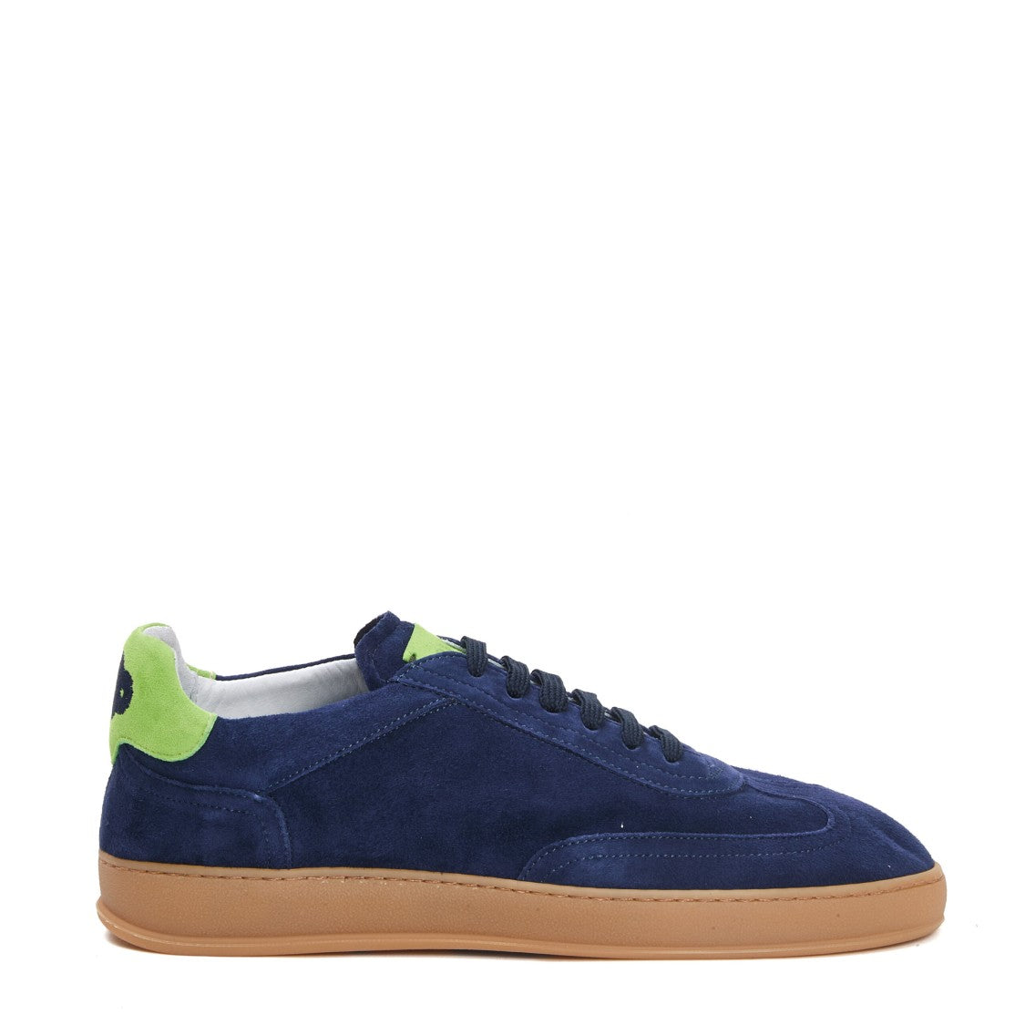 Soldini Blue Suede Sneakers With Green Spoiler