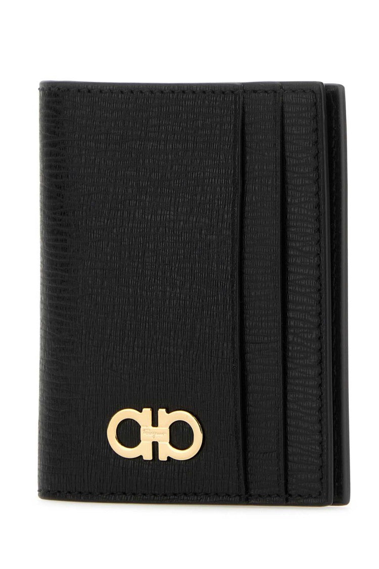 Salvatore Ferragamo Black Leather Card Holder