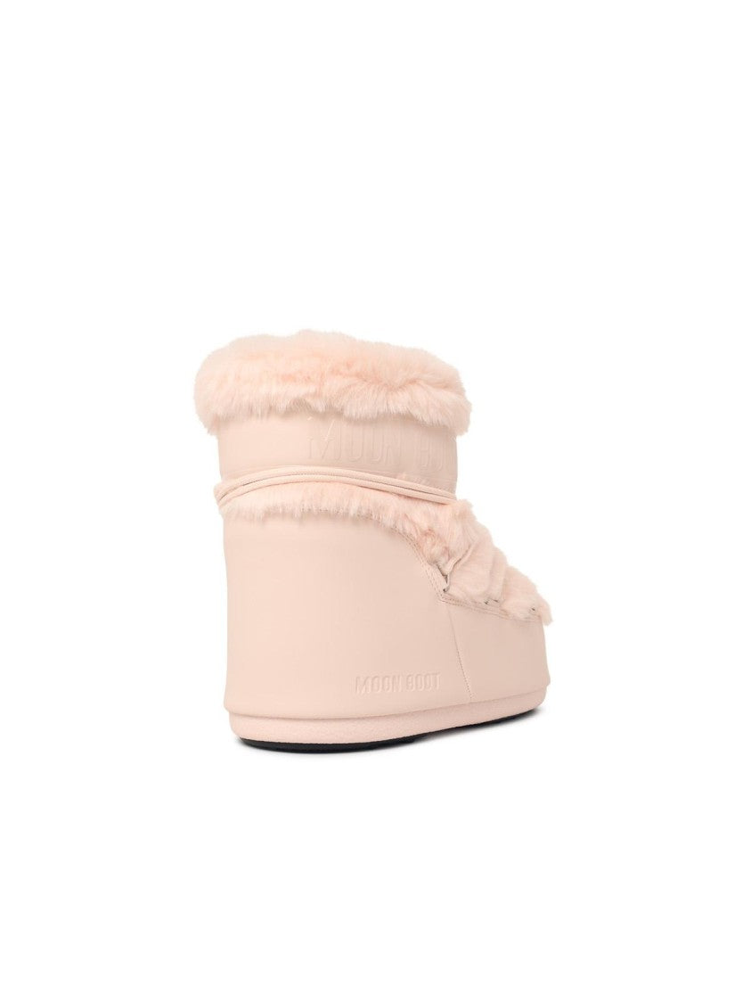 Moon Boot Icon Low' Antique Pink Synthetic Fur Ankle Boots