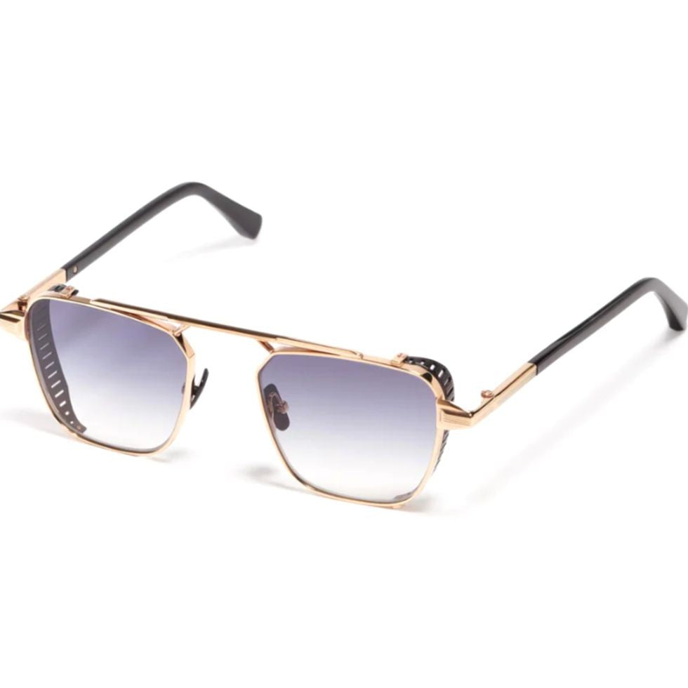 John Dalia Scotty Geometric Gold-Tone Sunglasses With Gradient Blue Lenses