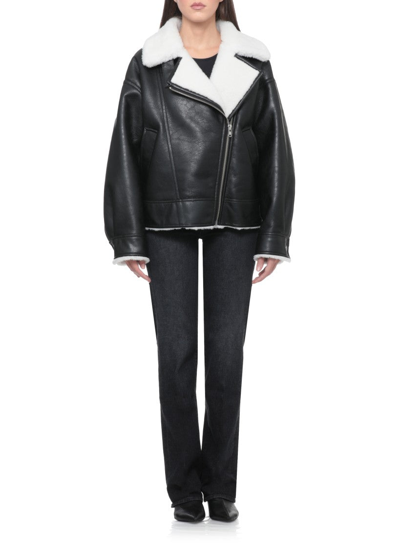 Stand Studio Pica Jacket With Faux Fur Collar And Shearling Lining