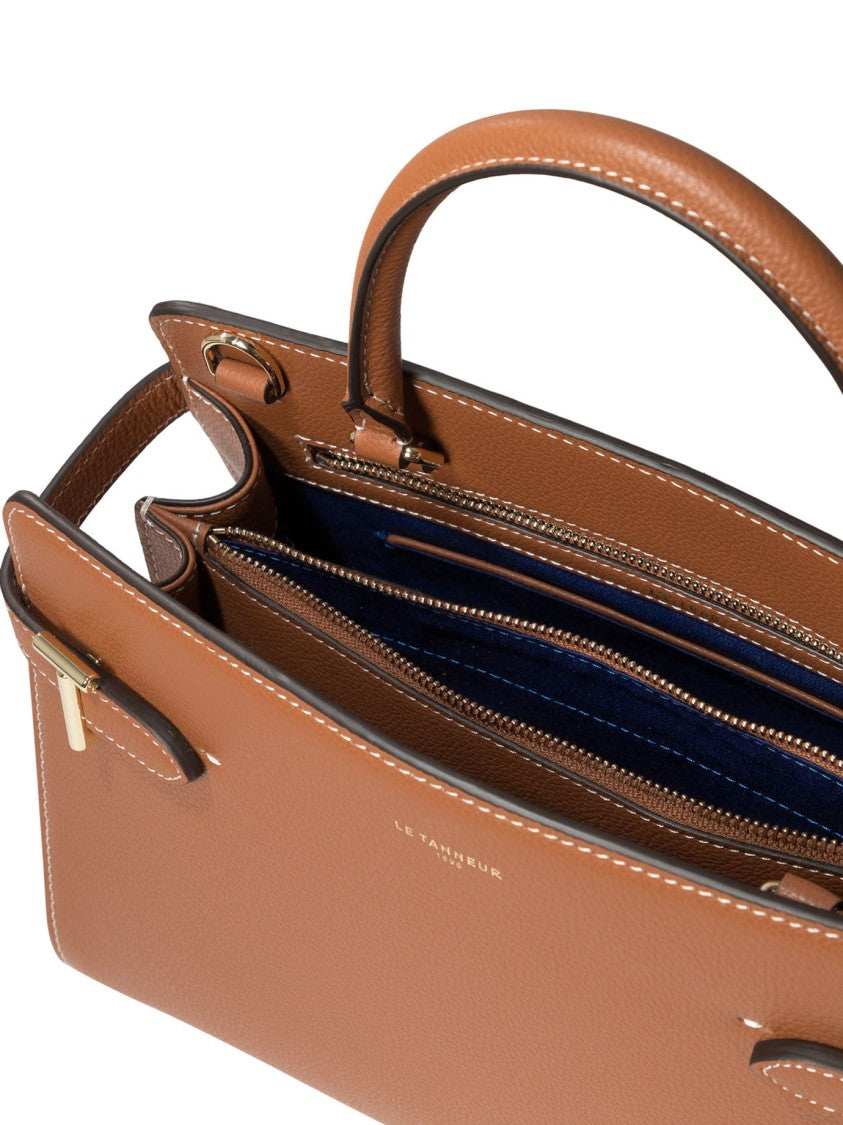 Le Tanneur Textured Leather Handbag With Detachable Shoulder Strap