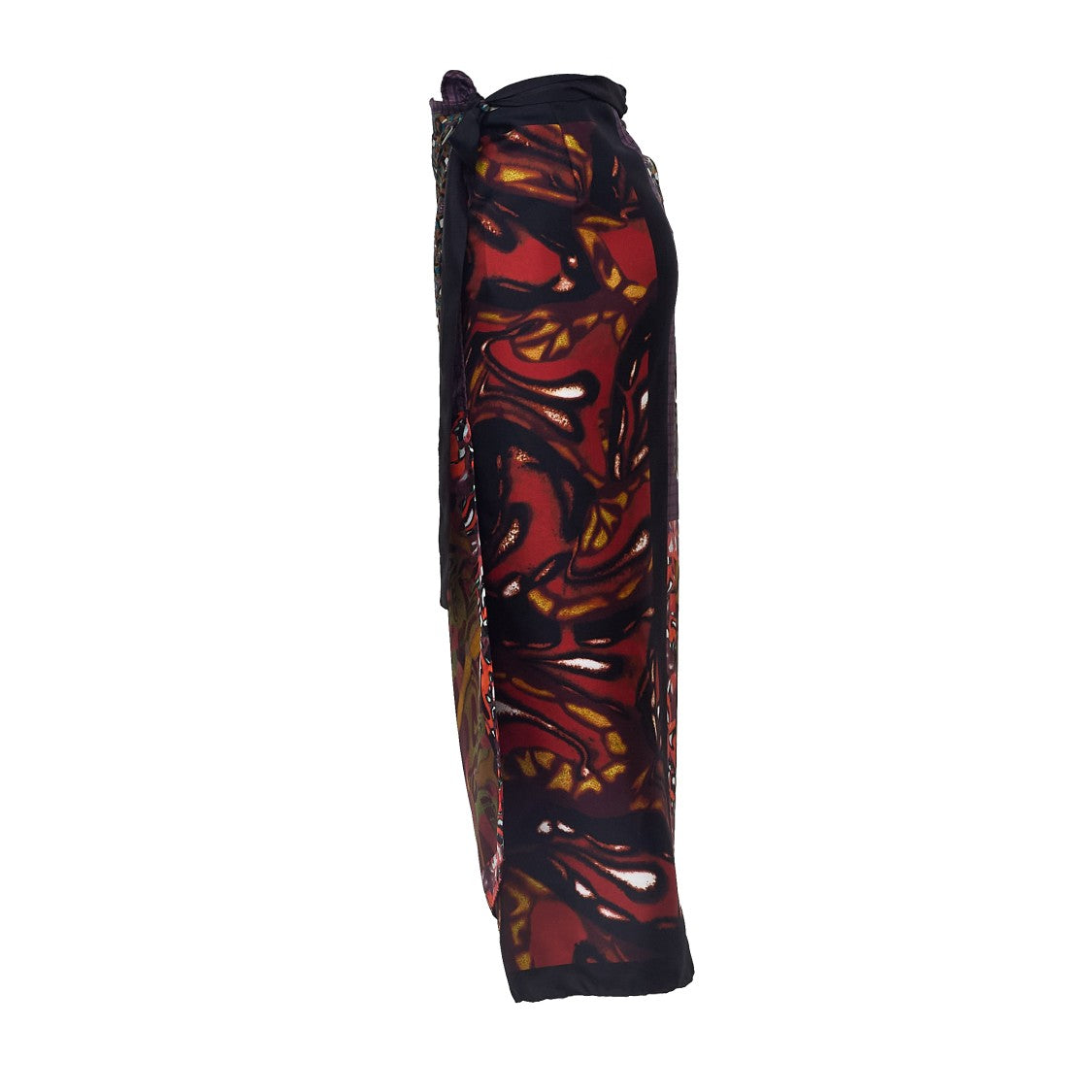 Dries Van Noten Silk Twill Midi Wrap Skirt With Contrasting Scarf Prints
