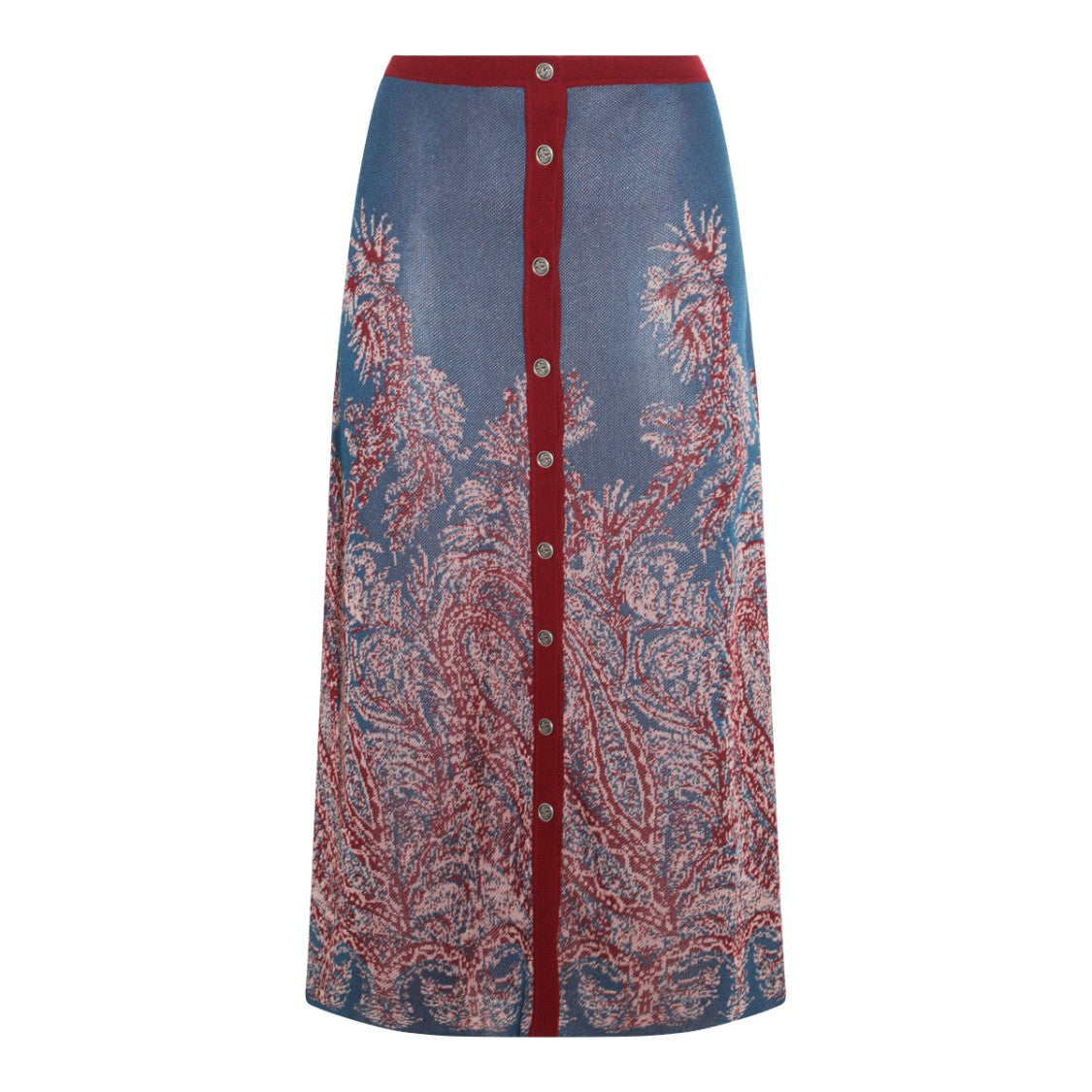 Etro Multicolor High-Waisted Midi Skirt With Paisley Pattern