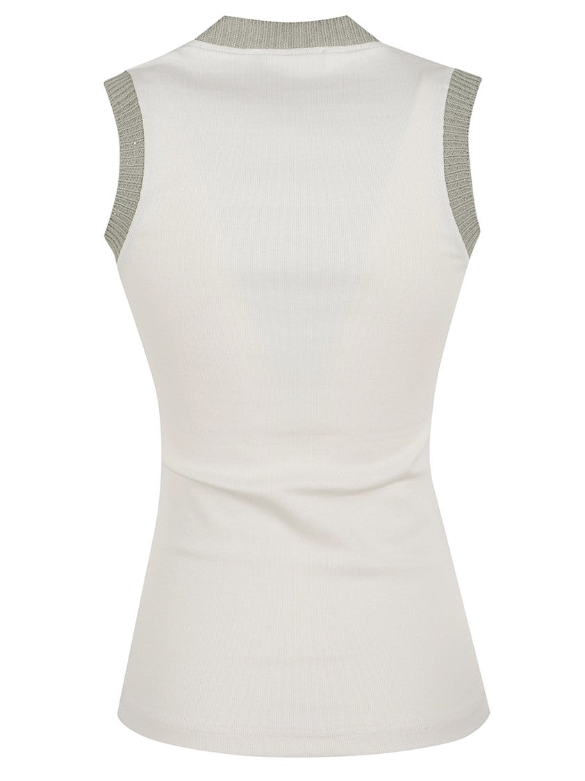 Fabiana Filippi Fitted Sleeveless Top With Ribbed Knit Trim