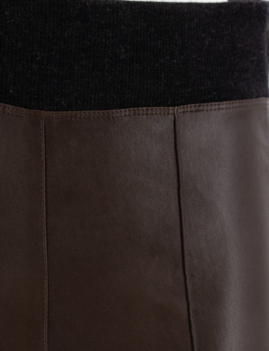 Brunello Cucinelli Nappa Leather Leggings With Virgin Wool Waistband