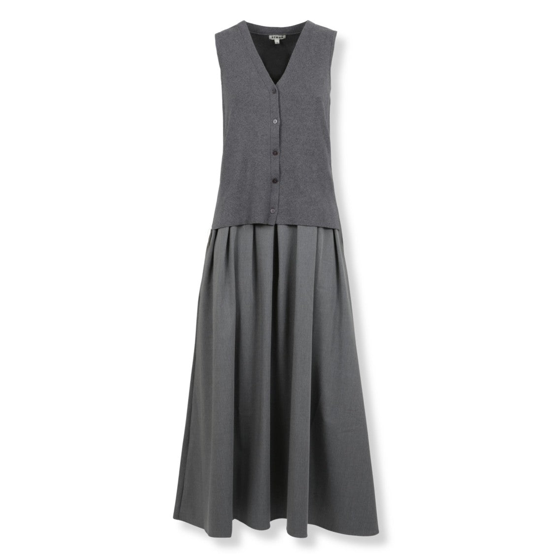 Staud Sleeveless Midi Dress With V-Neckline