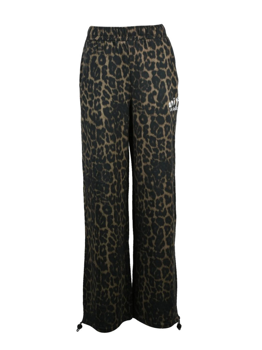 Aniye By Wide Leg Cotton Trousers With Adjustable Drawstrings And Leopard Print
