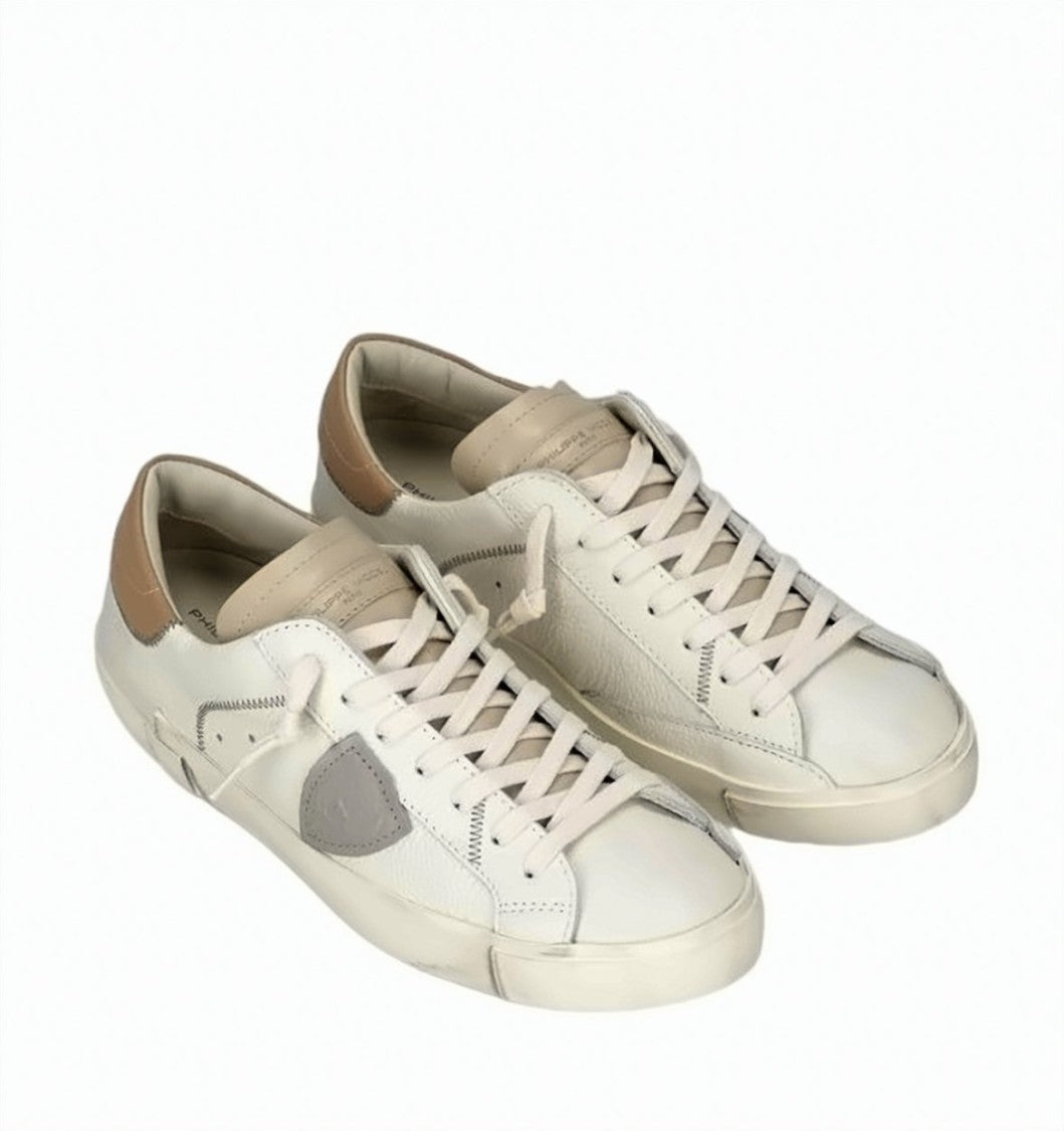 Philippe Model Prsx Low Leather Distressed Sneakers