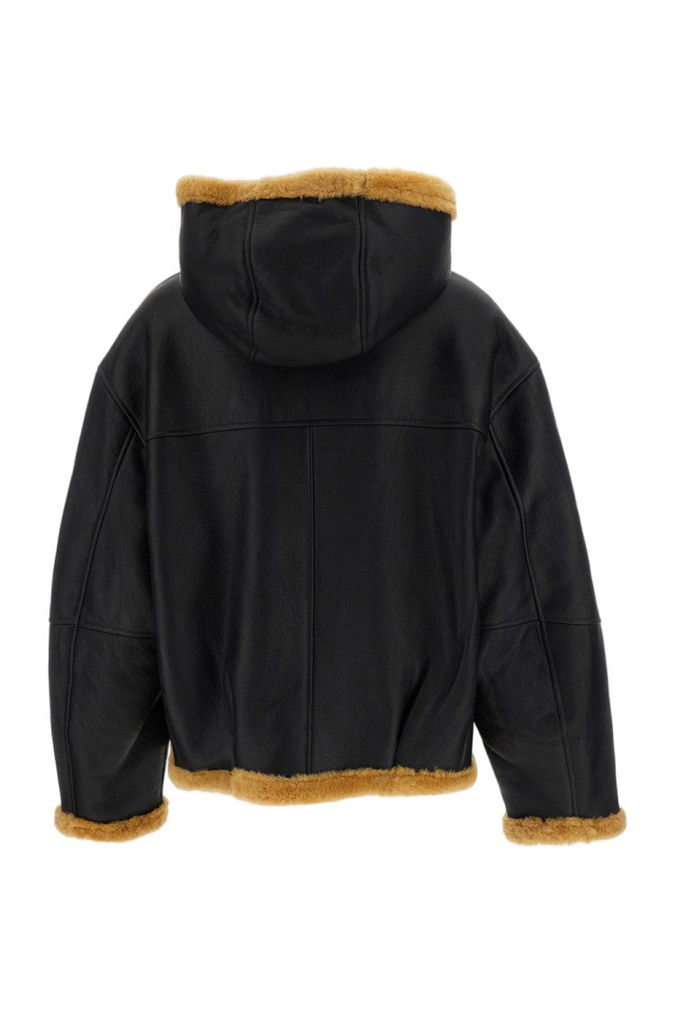 Halfboy Black/Brown Reversible Hooded Shearling Jacket