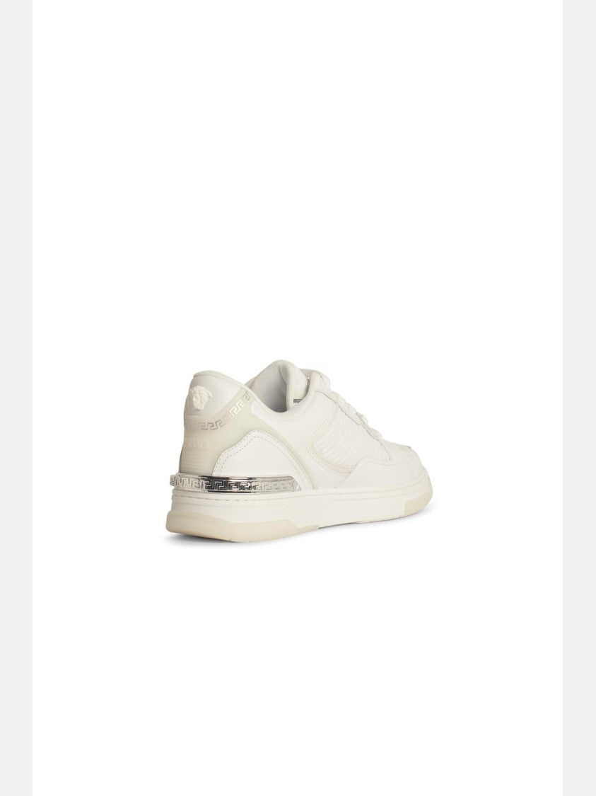 Versace 'Greca' White Leather Blend Sneakers