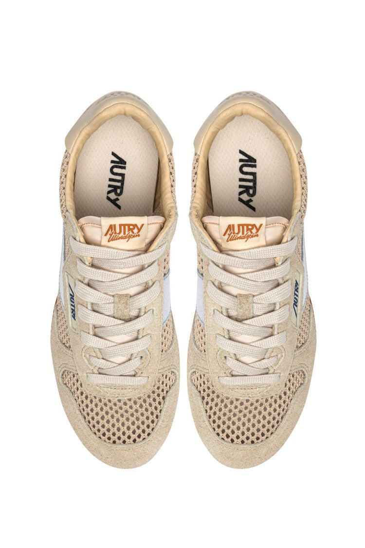 Autry Beige Windspin Perforated Suede Sneakers