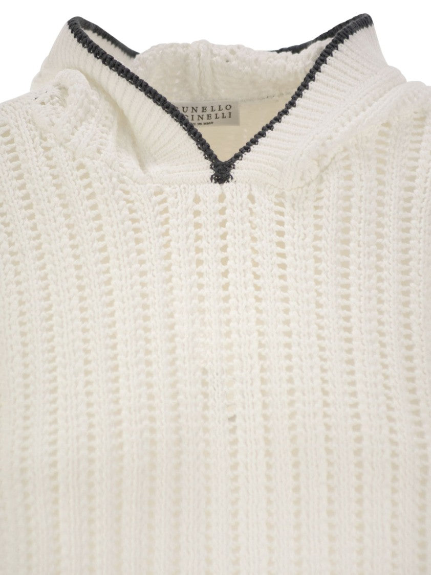 Brunello Cucinelli Perforated Rib Cotton Knit Topwear