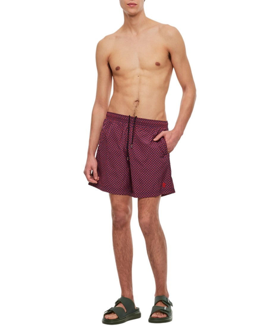 Alexander Mcqueen Skull Print Swim Shorts With Adjustable Waistband