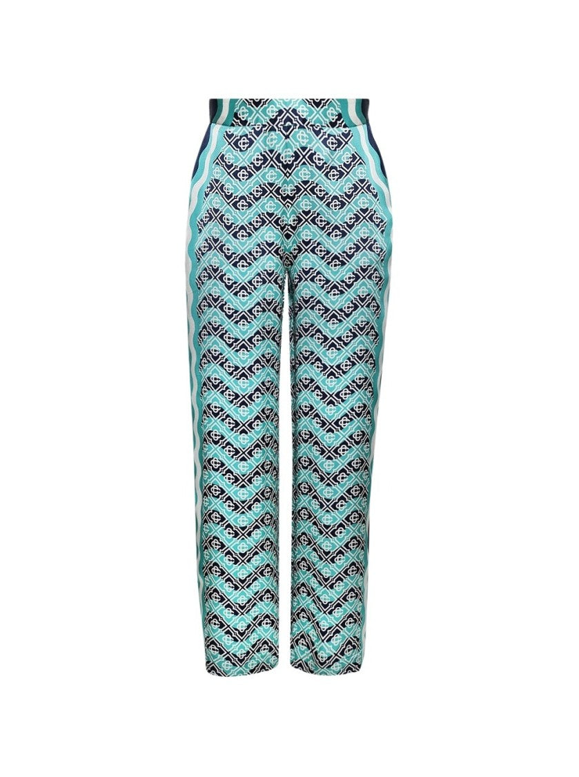 Casablanca Monogram Straight Leg Trousers Turquoise