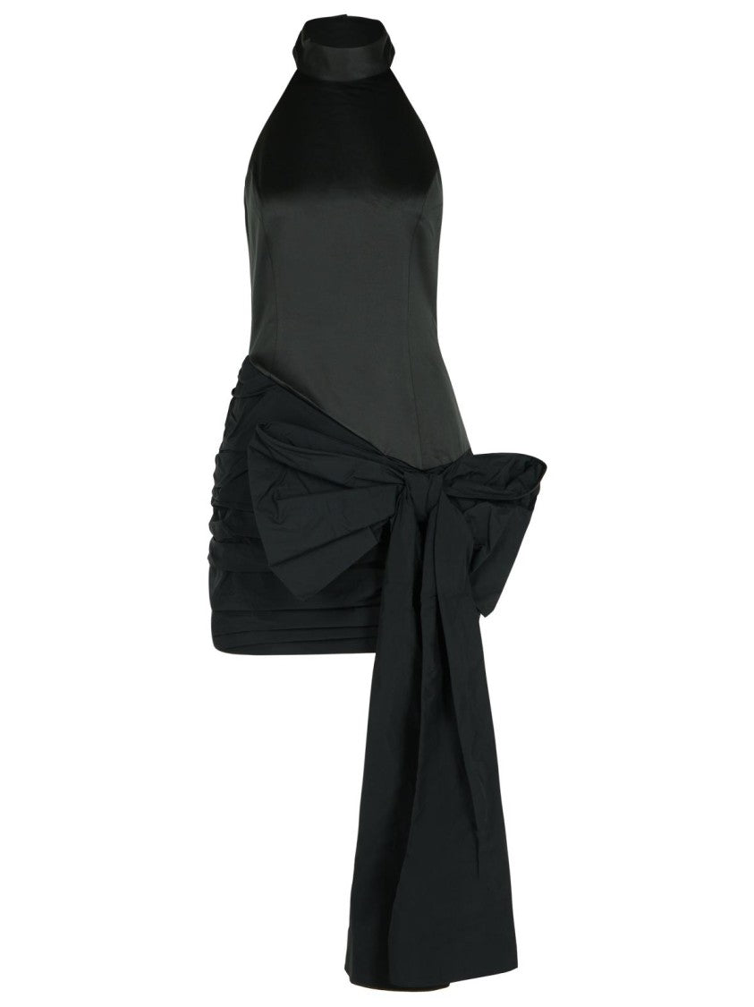 Rotate Dress With Bow In Black Polyester