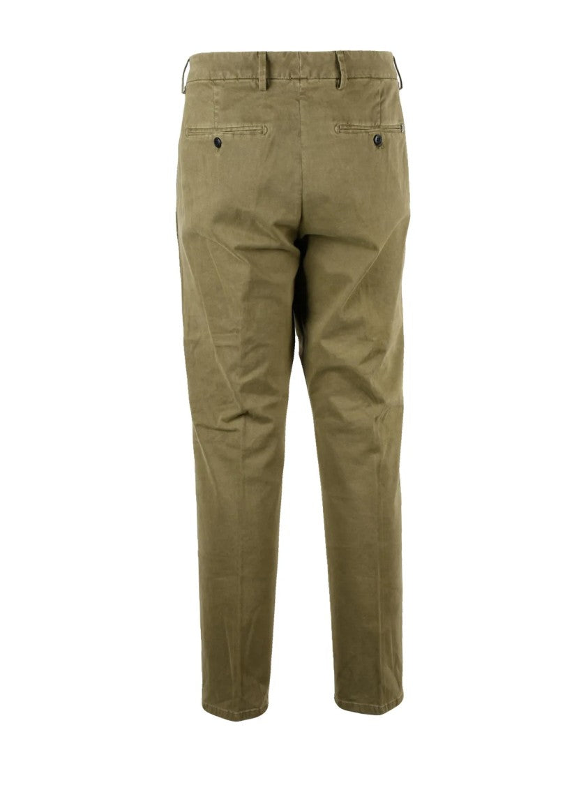 Dondup Military Green Ralp Pleated Tailored Stretch Cotton Trousers