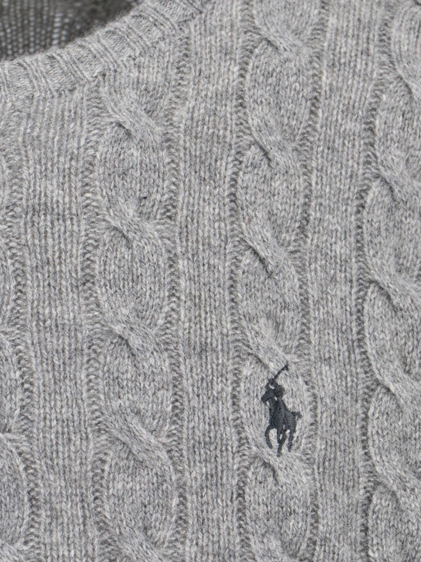 Polo Ralph Lauren Grey Cable-Knit Wool-Blend Sweater
