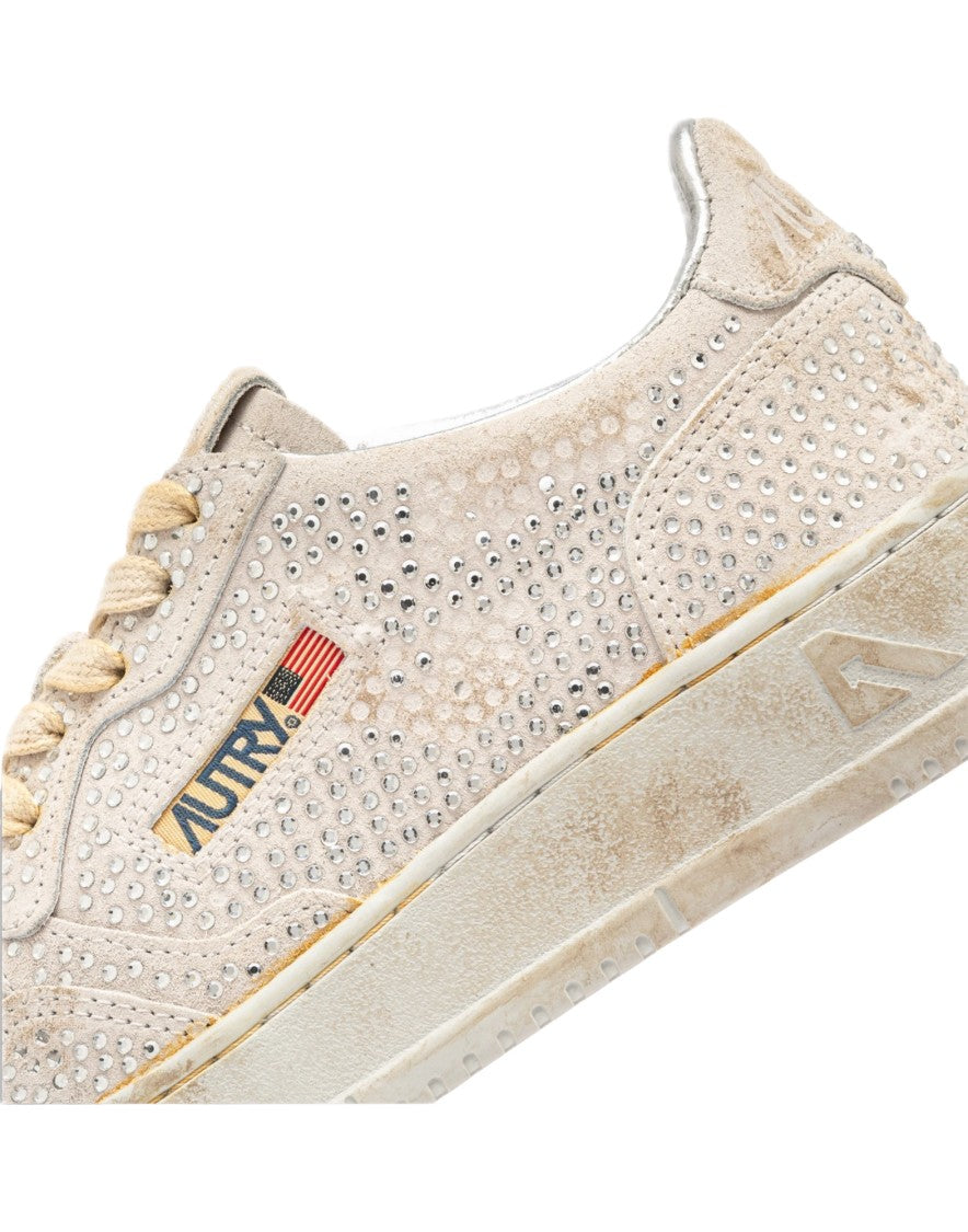 Autry White Suede Micro-Crystal Dallas Sneakers