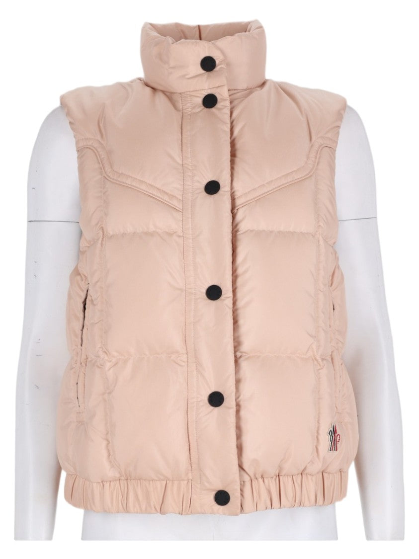 Moncler Grenoble Pink Quilted Stand-Collar Hooded Gilet