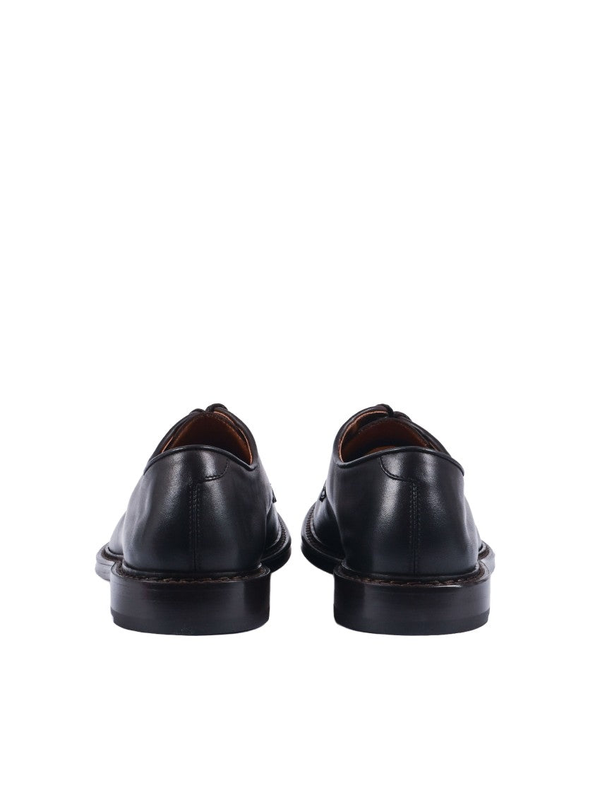 Doucal's Calfskin Leather Polished Derby Shoes