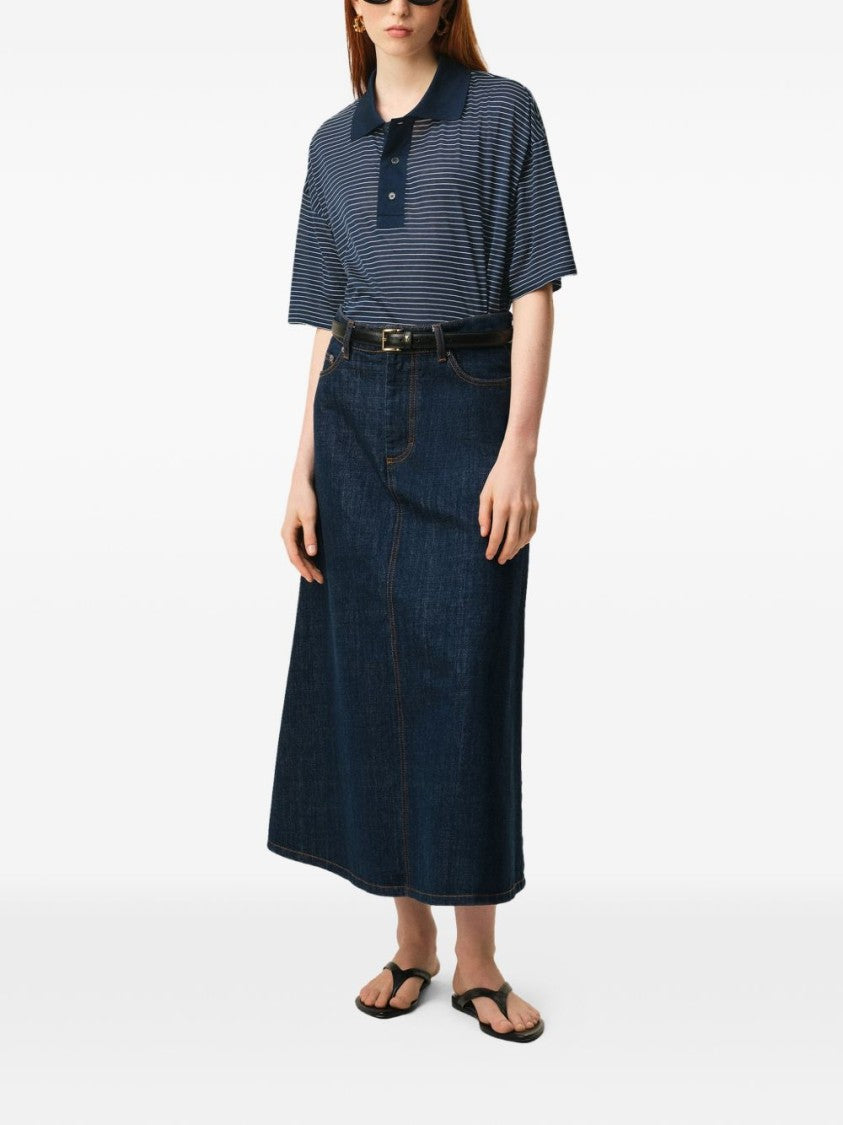 Ami Paris Blue Striped Cotton Polo Shirt