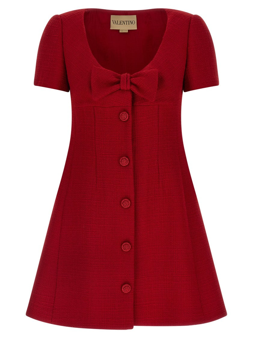 Valentino Garavani Flared Mini Dress With Bow Detail And Soutache Buttons