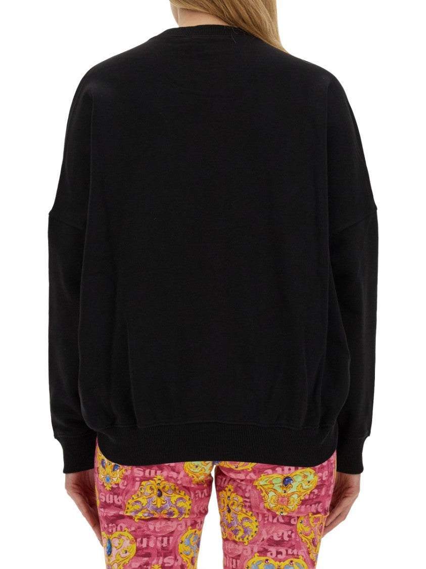 Versace Jeans Couture Cropped Fit Sweatshirt With Bold Logo Detail