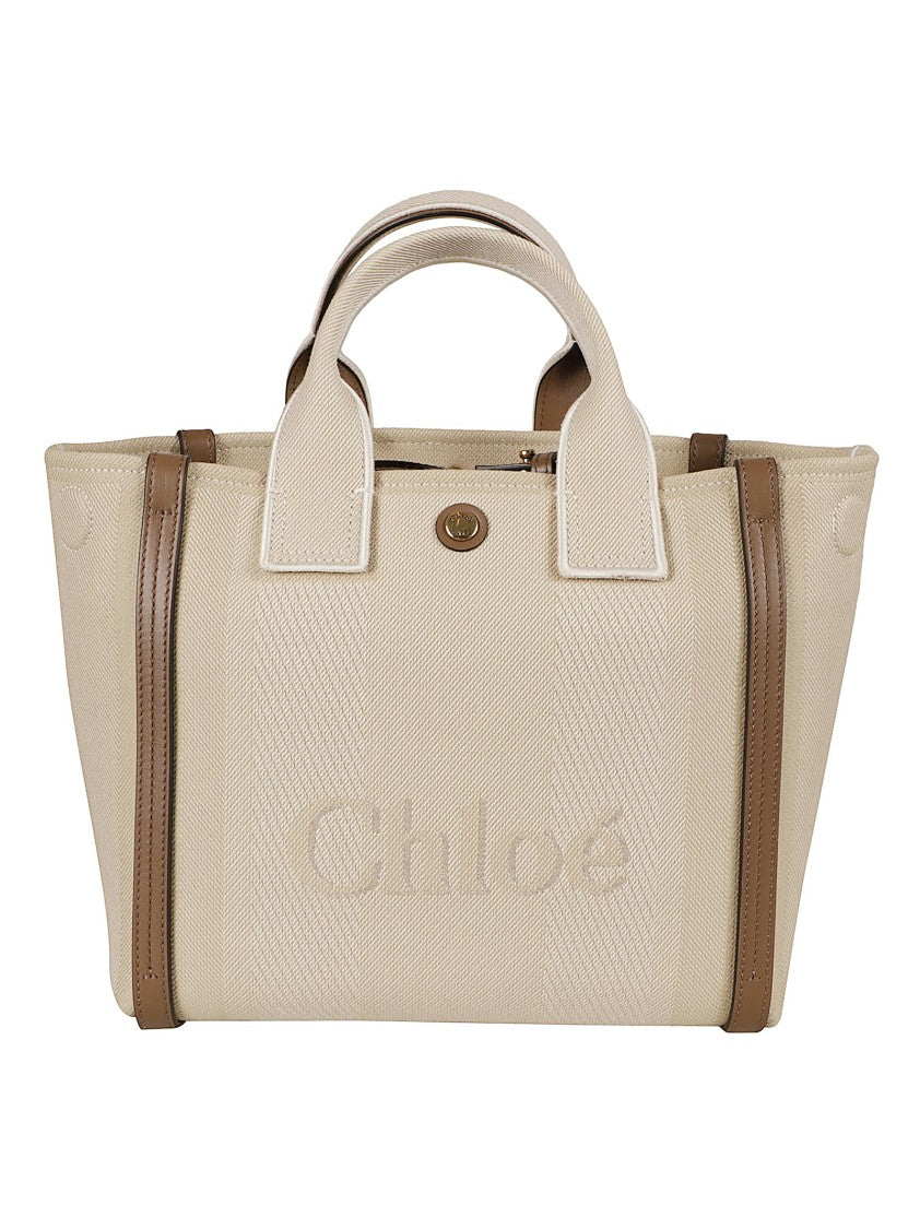 Chloé Textured Fabric Bag With Leather Trim