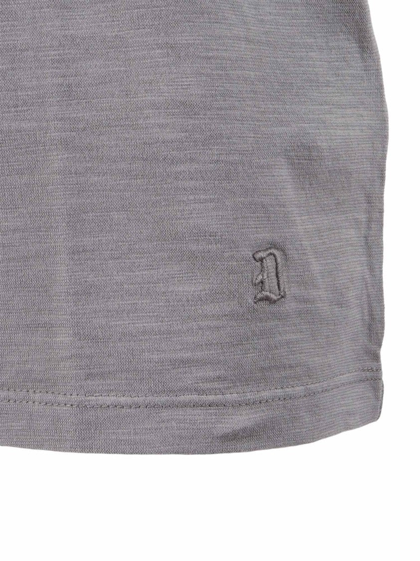 Dondup Textured Grey Cotton Polo Shirt