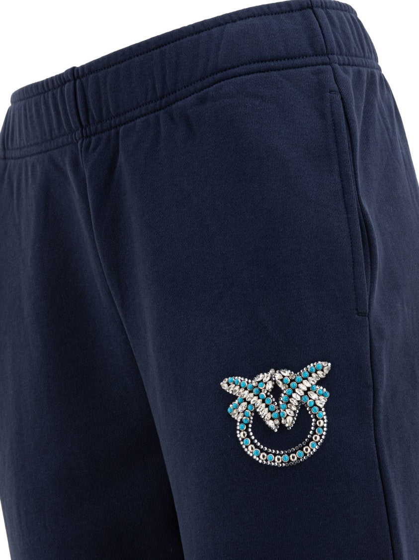 Pinko Relaxed Fit Cropped Trousers With Decorative Emblem
