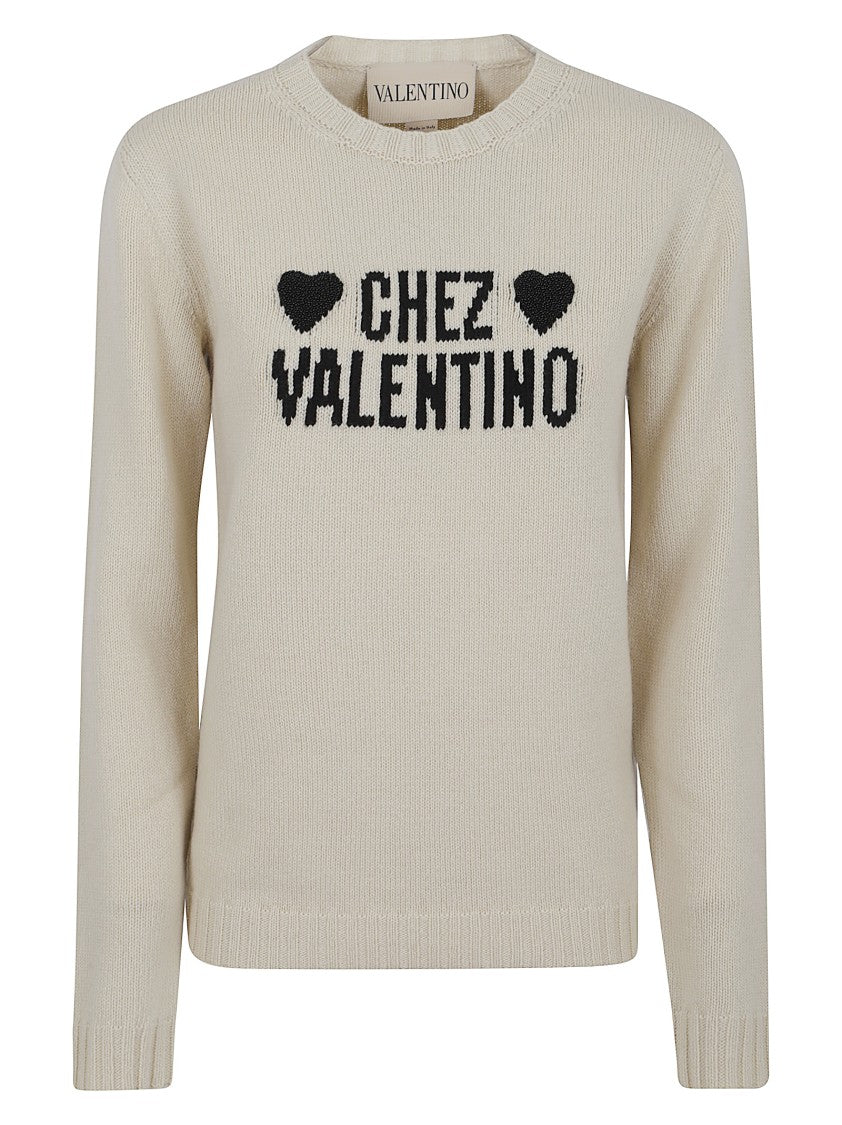 Valentino Garavani Embroidered Heart Detail Wool Sweater