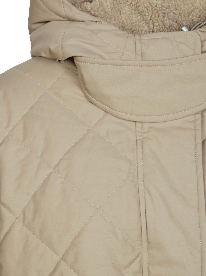 Moncler Diamond-Stitched Hooded Quilted Cape