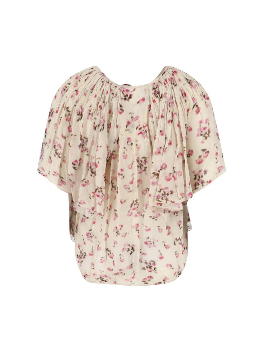 Isabel Marant Étoile Short-Sleeved Beige Top With Round Neckline