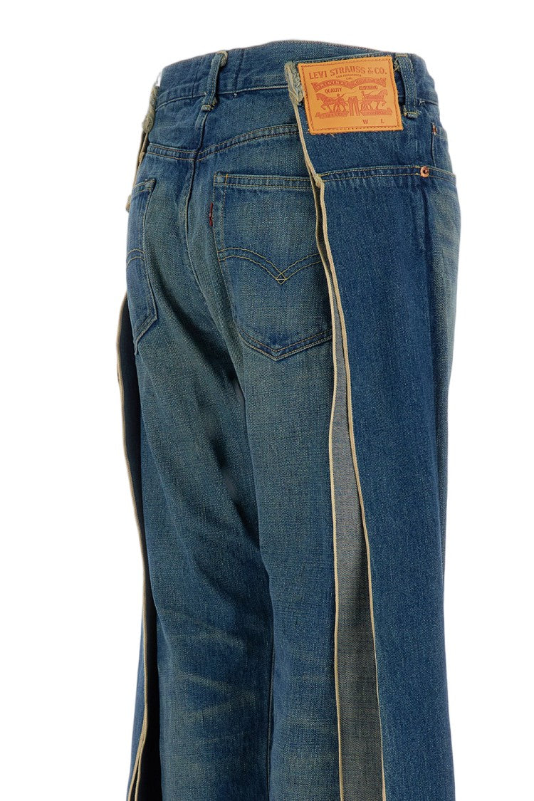 Junya Watanabe Wide-Leg Vintage-Effect Jeans With Pleated Detailing