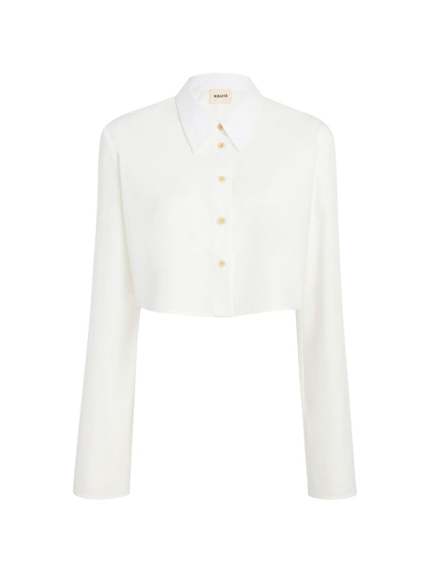 Khaite White Cotton Point Collar Shirt