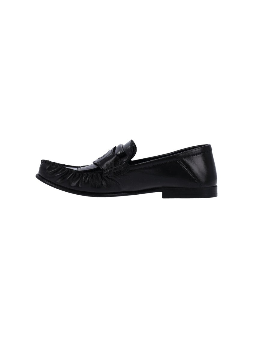 Marni Black Polished Leather Moccasin Flats