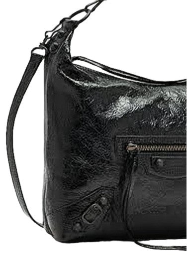Balenciaga Glossy Lambskin Shoulder Bag With Studded Accents