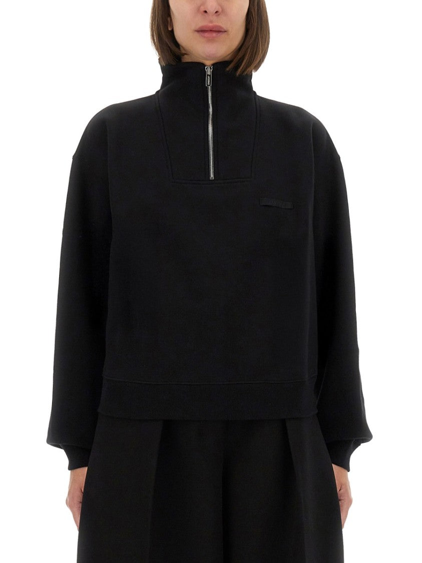 Jacquemus Grosgrain Sweatshirt With Turtleneck And Half-Zip Closure