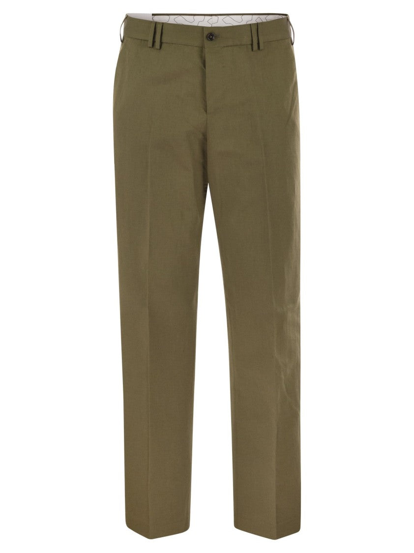 Pt Torino Michael - Straight-Leg Cotton Linen Trousers