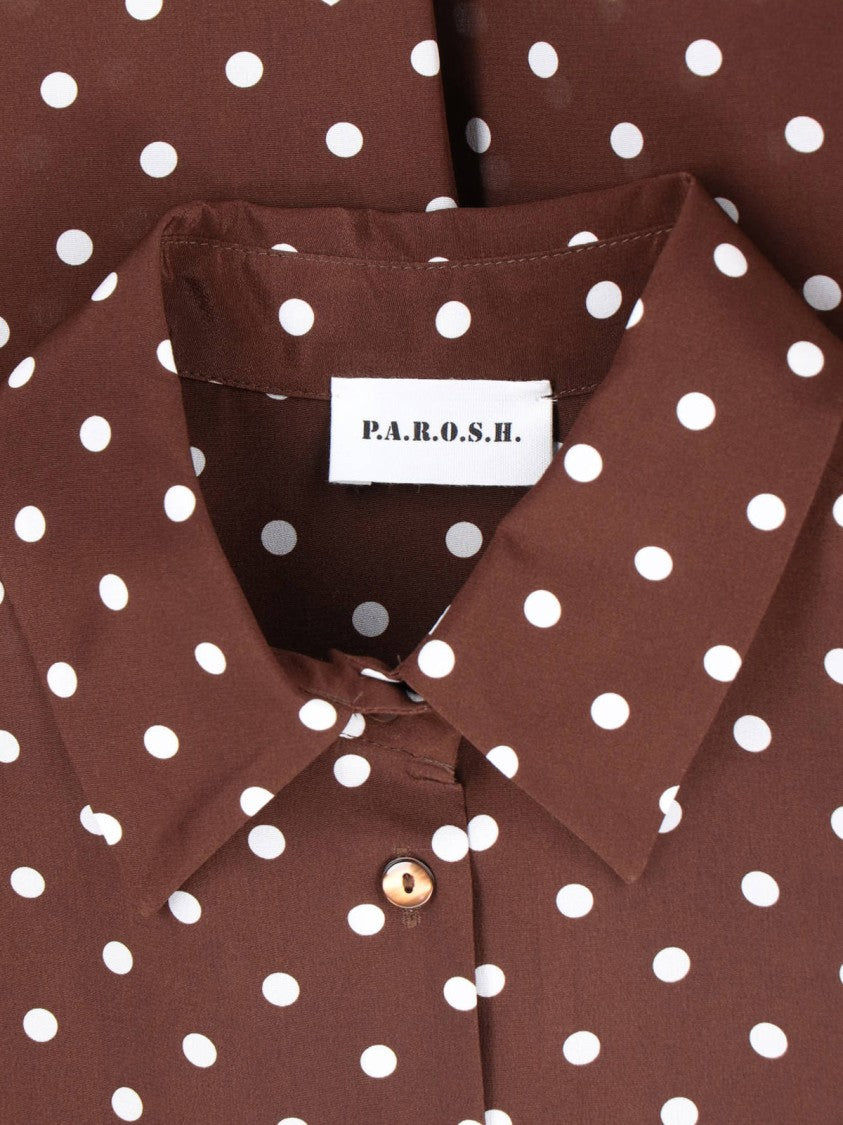 Parosh Polka Dot Shirt – Brown