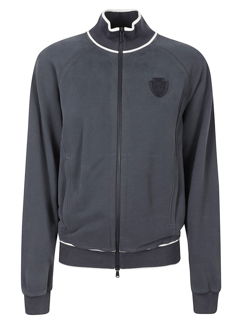 Brunello Cucinelli Zip-Up Sweater With High Collar And Contrasting Trim