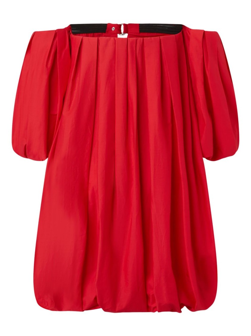 Pinko Off-The-Shoulder Red Cotton Balloon Dress