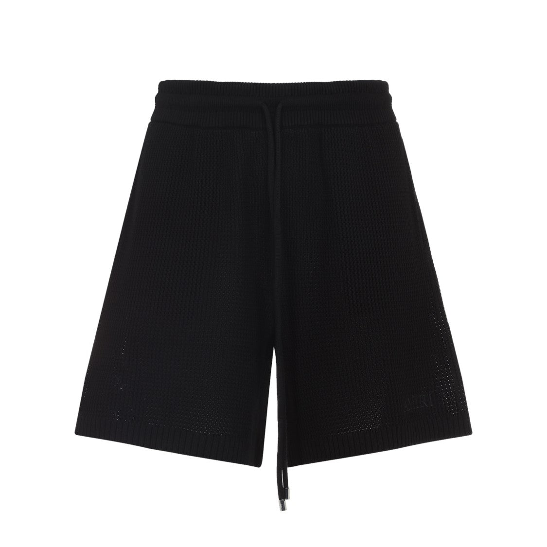 Amiri Black Cotton Crochet Mesh Short