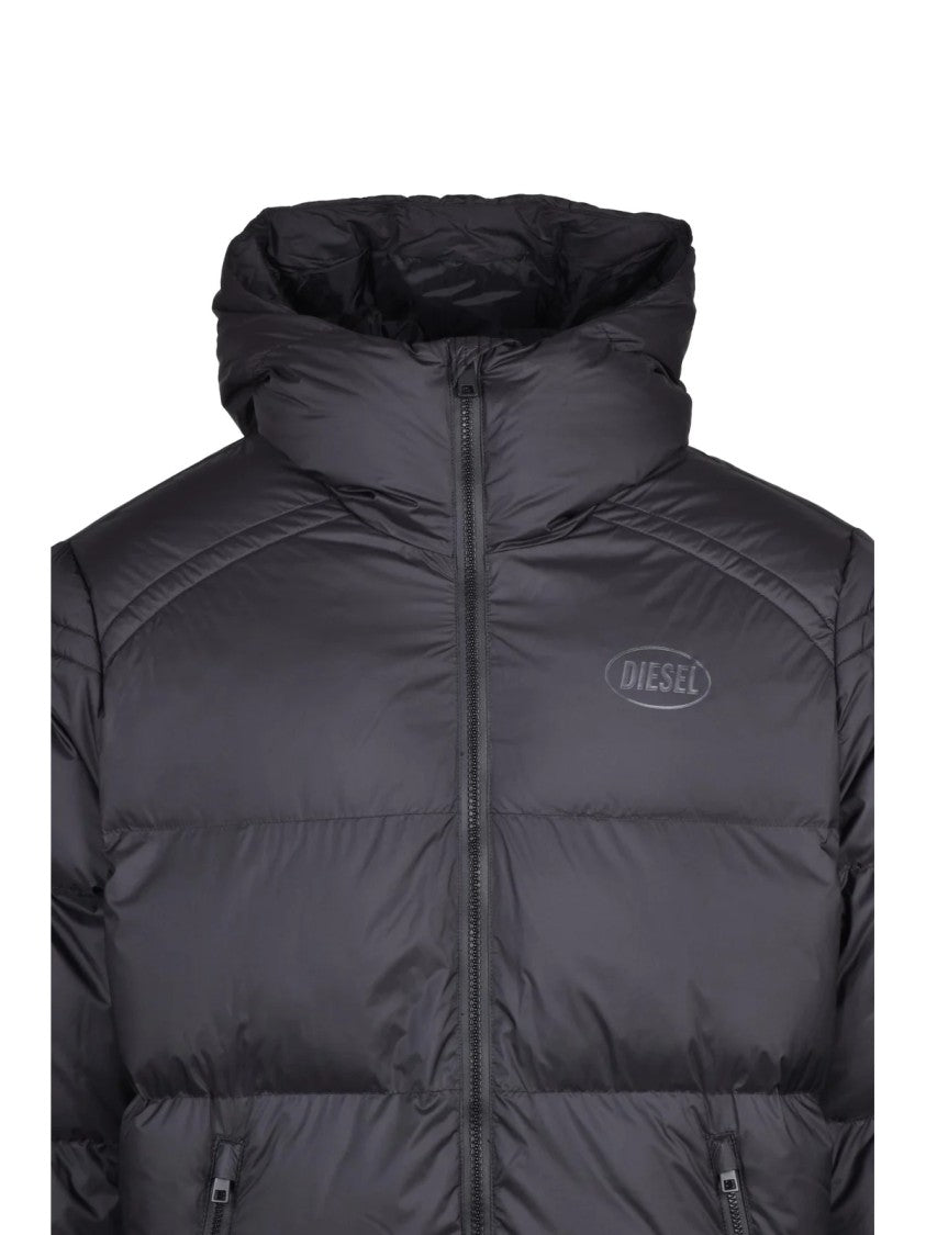Diesel Black Polyester Padded Down Jacket
