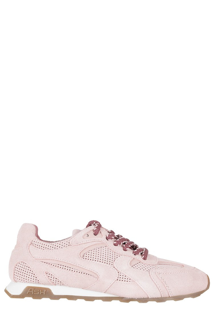 Ash Pink Kasar Suede Mesh Leather Sneakers